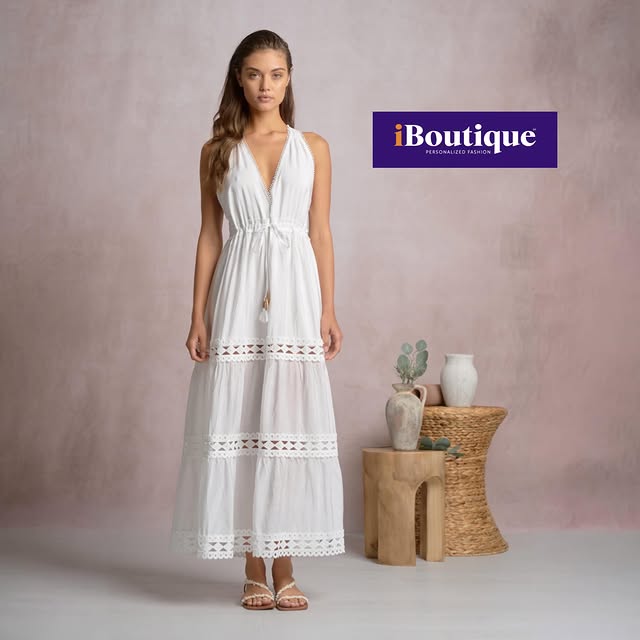 White Eyelet Tiered Maxi Dress