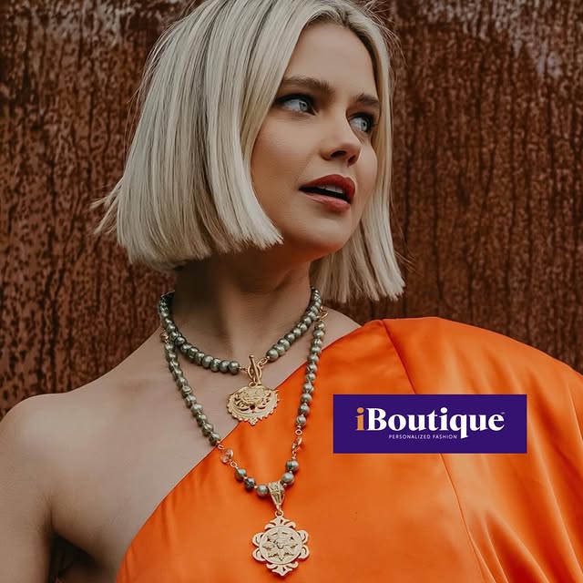 Orange Couture Gown & Pearls